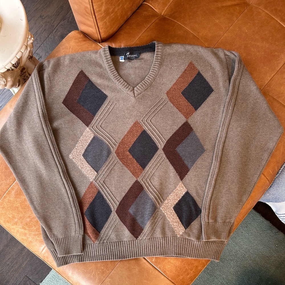 Vintage Tosani V-Neck Sweater - Made in Canada - XL O/sized